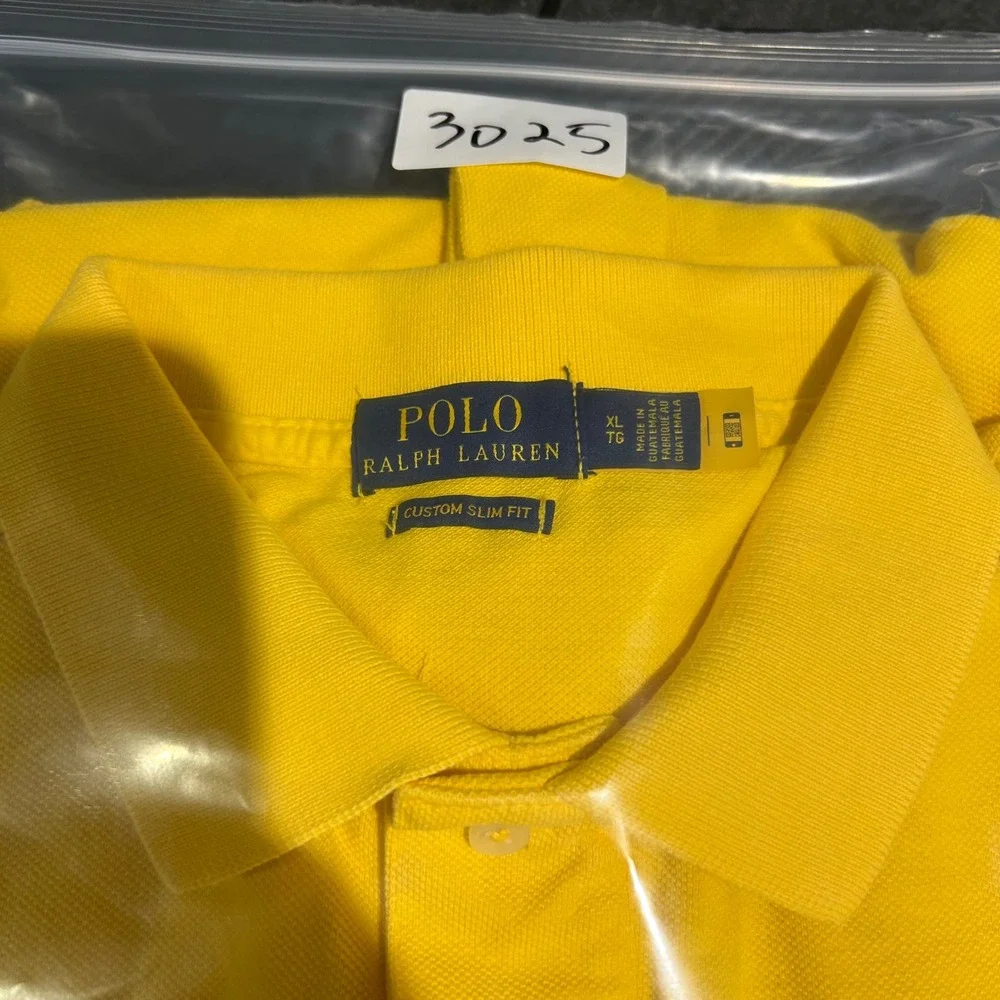 Polo Ralph Lauren Polo Shirt Mens XL Yellow Custom Slim Fit Cotton Pique Pony